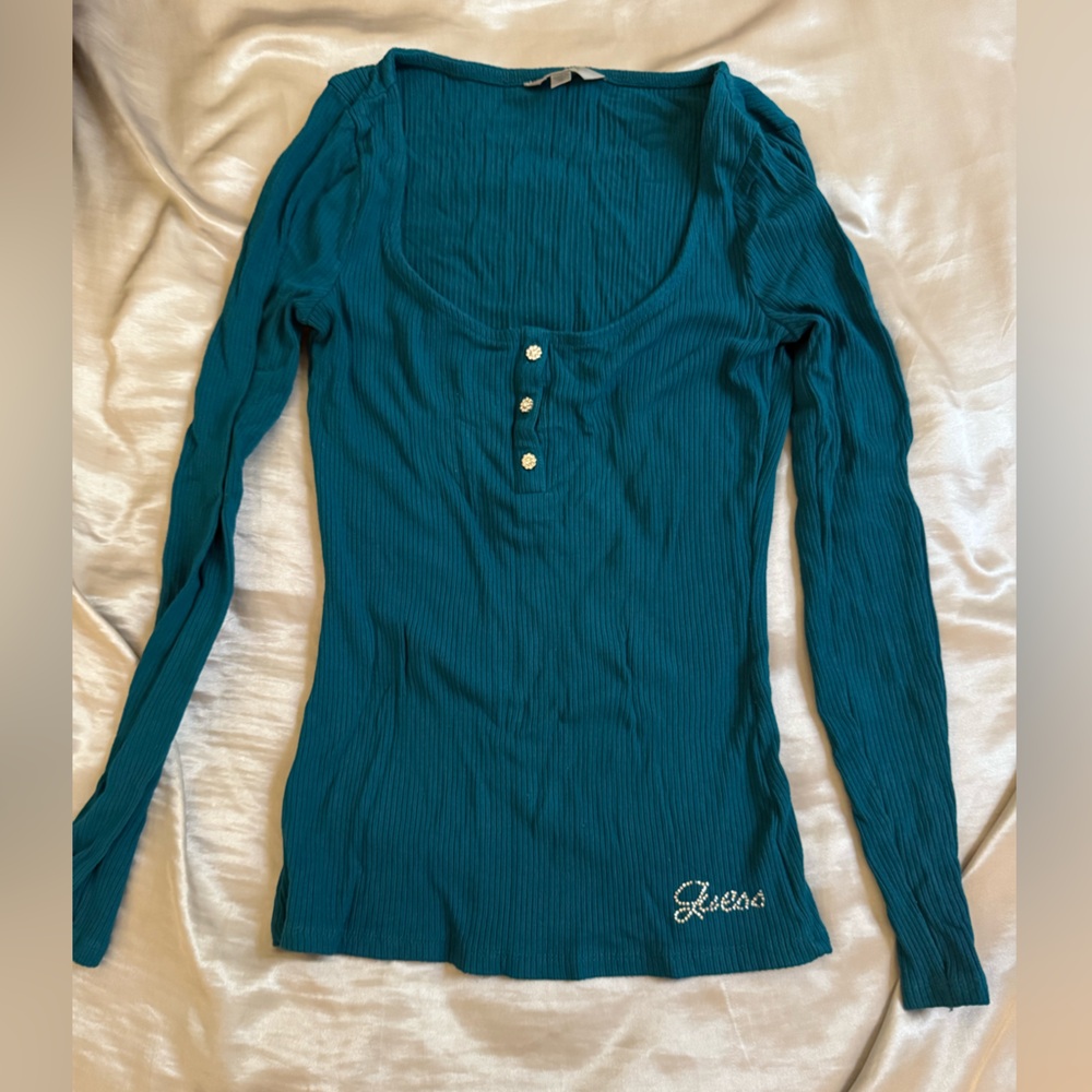 Guess Teal Long Sleeve Top